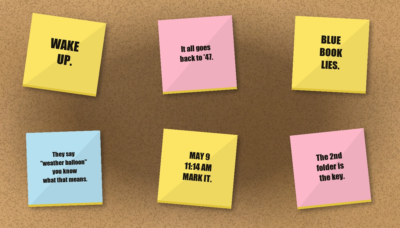 The post-it wall — six handwritten notes